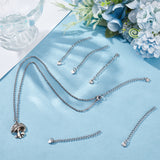 30Pcs 304 Stainless Steel Curb Chain Extender, End Chains with Heart Chain Tab, Stainless Steel Color, 60mm