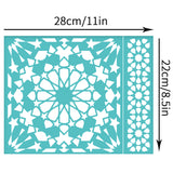 Self-Adhesive Silk Screen Printing Stencil, for Painting on Wood, DIY Decoration T-Shirt Fabric, Turquoise, Floral Pattern, 280x220mm