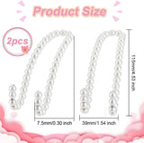 2Pcs Multi-Function Alloy Hook Hangers, with ABS Plastic Pearl Beads & Glass Crystal Rhinestones, for Home, Car Seat Storage Organizer, Silver, 115x39x7.5mm