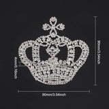 Crown Glass Rhinestone Patches, Sew on Appliques, Costume Wedding Dress Decoration Accessories, Crystal, 90x90x4mm