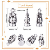 40Pcs Kerosene Lamp Tibetan Style Alloy Pendants, Antique Silver, 16x8x7mm, Hole: 2mm