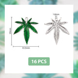 16Pcs Alloy Enamel Pendants, Pot Leaf/Hemp Leaf Shape, Green, Antique Silver, 39x33.5x2.5mm, Hole: 1.8mm