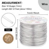 Round Aluminum Wire, Gainsboro, 18 Gauge, 1mm, about 492.12 Feet(150m)/roll