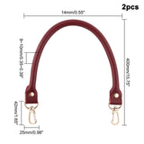 Leather Bag Handles, with Alloy Clasps, for Bag Straps Replacement Accessories, FireBrick, 400x14x9~10mm