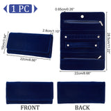 Rectangle Velvet Jewelry Storage Pouches, Jewelry Organizer Zipper Bags, Purse with Snap Button, Midnight Blue, Fold: 10x22x2.8cm