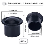 Plastic Curtain Rod Head, Column Drapery Pole Finials, Column, Black, 41x33mm, Inner Diameter: 28mm