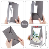 Foldable Inspissate Paper Box, Portable Gift Packing Box, Bakery Cake Cupcake Box Container, Rectangle, Gray, 22.2x11.9x35.4cm