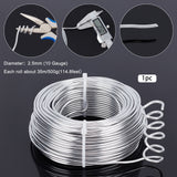 Round Aluminum Wire, Bendable Metal Craft Wire, for DIY Jewelry Craft Making, Silver, 10 Gauge, 2.5mm, 35m/500g(114.8feet/500g), 500g/box