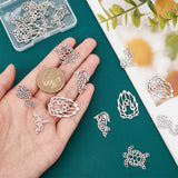 20Pcs 5 Style 201 Stainless Steel Filigree Joiners Links, Laser Cut, Dragonfly & Sea Turtle & Sea Horse & Wolf & Lion Head, Stainless Steel Color, 13.5~29.5x14~24x1mm, 4pcs/style