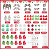 DIY Christmas Fairy Earring Making Kit, Including Glass Teardrop & Alloy Wing Beads, Brass Earring Hooks, Mixed Color, 178Pcs/box