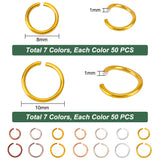 700Pcs 14 Styles Aluminum Wire Open Jump Rings, Round Ring, Mixed Color, 18 Gauge, 8~10x1.0mm, about 50pcs/style