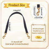 Leather Bag Straps, with Alloy Swivel Eye Bolt Snap Hooks, Black, 51.8x2.35x0.5cm