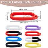 32Pcs 8 Colors Silicone Pendant, Oval, Mixed Color, 46x14x8mm, Hole: 2mm, Inner Diameter: 36x10mm, 4pcs/color