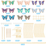 DIY Butterfly Dangle Earring Making Kits, Butterfly & Geometry Alloy Pendants, Brass Earring Hooks & Jump Rings & Pins & Links, Mixed Color, 15.5x22x3mm, Hole: 1.8mm