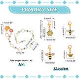 Knitting Row Counter Chains & Locking Stitch Markers Kits, with Daisy & Bee & Honeycomb Alloy Enamel Pendant and Acrylic Beads, Mixed Color, 2.3~29cm, 13pcs/set