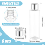 PET Refillable Lotion Bottles, with Plastic Plug, Silver, 3.75x12.5cm, Capacity: 100ml(3.38fl. oz)
