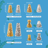 100Pcs 10 Style Tibetan Style Alloy Bead Cones, Antique Silver & Antique Golden, 8~17.5x7~9mm, Hole: 1.5~2mm, 10pcs/style