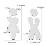 ABS Boy & Girl Bathroom Sign Stickers, Public Toilet Sign, for Wall Door Accessories Sign, Silver, Boy: 178x71.5x4.5mm, Girl: 180x95x4.5mm
