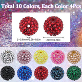 40Pcs 10 Style Round Resin Rhinestone Graduated Beads, with UV Plating Acrylic Round Beads Inside, Chunky Bubblegum Ball Beads, Mixed Color, 18~20mm, Hole: 2~2.5mm, 4Pcs/style