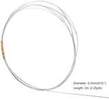 925 Sterling Silver Wire, Round, Platinum, 28 Gauge(0.3mm), about 6.56 Feet(2m)/Box