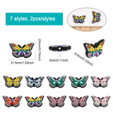 14Pcs 7 Colors Silicone Beads, DIY Nursing Necklaces and Bracelets Making, Chewing Pendants For Teethers, Butterfly, Mixed Color, 20x31.5x8.5mm, Hole: 3mm, 14pcs/set, 1 set/box