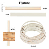 PE Plastic Imitation Rattan Wicker, Solid Weaving Material, for DIY and Furniture Knitting, Flat with Stripe Pattern, White, 8x1.2mm, 10m/roll