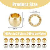 100Pcs 2 Colors 201 Stainless Steel Spacer Beads, Rondelle, Golden & Stainless Steel Color, 4x3mm, Hole: 2.5mm, 50pcs/color