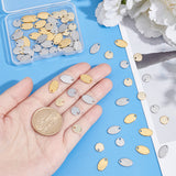 80Pcs 4 Style 304 Stainless Steel Charms, Stamping Blank Tag, Oval & Flat Round, Golden & Stainless Steel Color, 8~12.5x7.5~8x1mm, Hole: 1~1.5mm, 20pcs/style