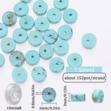 Gemstone Bracelet Making Kit, Including Dyed Natural Howlite Heishi Beads, Elastic Thread, Turquoise, Beads: 6x3mm, Hole: 0.8mm, about 152Pcs/box