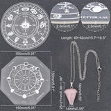 DIY Necklace Making Kit, Including 2Pcs 2 Style Flat Round & Octagon Acrylic Planchette, 1Pc 304 Stainless Steel Cable Chain Necklaces, 1Pc Cone/Spike/Pendulum Natural Rose Quartz Stone Pendants, Mixed Color, Board: 150x150x2.5mm