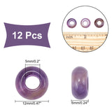 Natural Amethyst European Beads, Large Hole Beads, Rondelle, 12x6mm, Hole: 5mm, 12pcs