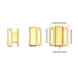 12Pcs Zinc Alloy Bikini Clips, Bra Clasp Replacement Part, Lingerie Front Closure, Golden, 16x14.5x3.5mm, Hole: 2X12mm