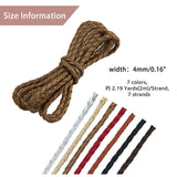 7 Strands 7 Colors Braided PU Leather Cords, Round, Mixed Color, 4mm, about 2.19 Yards(2m)/Box, 1 color/strand