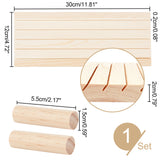 5-Slot Wood Slant Back Earring Display Stands, Earring Organizer Holder for Earring Studs, Card Storage, PapayaWhip, Finish Product: 8x30x12cm