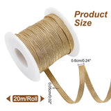 20M Sparkle Flat Elastic Band, Webbing Garment Sewing Accessories, Gold, 6mm, about 21.87 Yards(20m)/Set