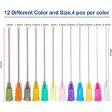 48Pcs 12 Style Plastic Fluid Precision Blunt Needle Dispense Tips, with 304 Stainless Steel Pin, Mixed Color, 6.75x0.77cm, Inner Diameter: 0.42cm, 4pcs/style