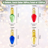 120Pcs 4 Style Plastic Pendants, Bulb Charm, Mixed Color, 17x6mm, Hole: 1.5mm, 30pcs/style