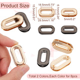 16Pcs 2 Colors Alloy Screw-in Eyelet Grommets, Oval, for Bag Replacement Accessories, Mixed Color, 2.95x1.55x0.5cm, Inner Diameter: 1.85x0.61cm, 8pcs/color