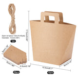 Rectangle Foldable Creative Kraft Paper Gift Bag, with Jute Cords and Paper Price Tags, Tan, 9x17.5x12cm