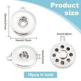 Alloy Hang Snap Base Pendant, for Interchangeable Snap Charms Jewelry Making, Flat Round, Platinum, 23x19x5mm, Hole: 2mm, 16pcs/box