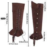 Velvet Boot Cover, Leg Guards, with Wax Rope & Iron Finding, Renaissance Medieval Viking Costume Accessories, Coffee, 519x220x8mm