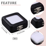 PU Leather Loose Diamond Display Boxes with Sponge Inside, Glass Visible Window Small Jewelry Storage Case, Black, Square, 5.7x5.7x2.4cm