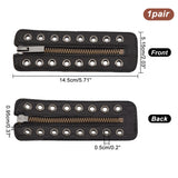 PU Leather Lace-in Boot Zipper Inserts, Tieless Shoe Laces, with Brass Zipper, Alloy Puller, for Boots, Black, 145x51.5x9.5mm, Hole: 5mm