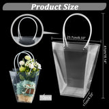 Valentine's Day Trapezoid Transparent PVC Flower Storage Bags with Handle, Bouquet Packaging Bags for Florist Shop, Clear, 41x23.7x0.3cm, Unfolded: 41x23.7x11cm