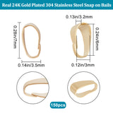 150Pcs 304 Stainless Steel Snap on Bails, Real 24K Gold Plated, 7x3.5x3.2mm, Hole: 6x3mm