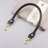 Leather Bag Handles, with Golden Plated Alloy Clasps, for Bag Straps Replacement Accessories, Black, 400x14x9~10mm, 2pcs/set