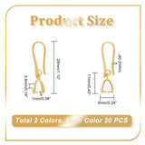 4 Sets 2 Colors Brass Earring Hooks, with Ice Pick Pinch Bails, Mixed Color, 28mm, Pin: 1mm, 2 sets/color