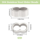 10Pcs 304 Stainless Steel Slide Charms/Slider Beads, For Leather Cord Bracelets Making, Oval, Stainless Steel Color, 10x6x3.5mm, Hole: 4x8mm