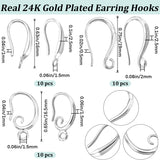 30Pcs 3 Styles Rack Plating Eco-friendly Brass Earring Hooks, Ear Wire, with Loops, 925 Sterling Silver Plated, 16~19x1.5~2.5mm, Hole: 1.5~2mm, Pin: 0.5~1mm, 10Pcs/style
