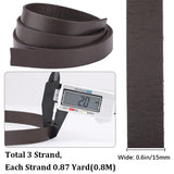 3Pcs Flat Leather Jewelry Cord, Jewelry DIY Making Material, Coconut Brown, 15x2mm, about 80cm/pc